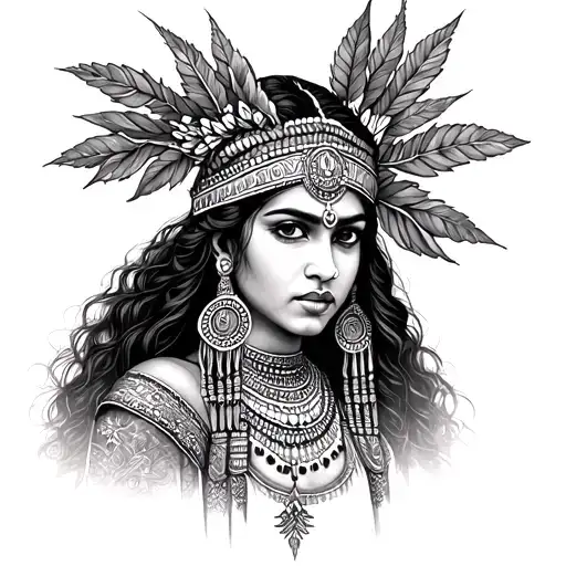 Indian princess warrior tattoo design idea
