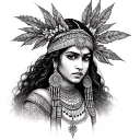 Indian princess warrior tattoo design idea