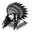 Indian princess warrior tattoo design idea
