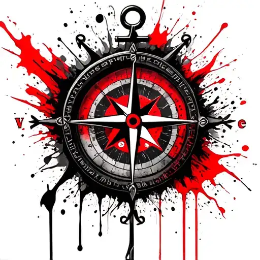 compass and anchor  tattoo design idea