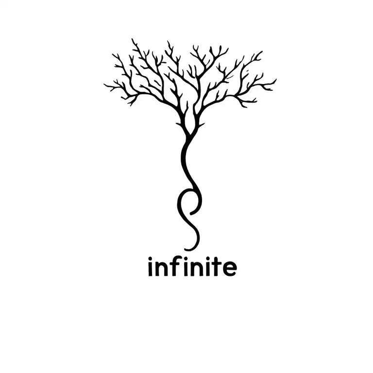 the word 'infinite' written with a semicolon growing from a poison tree tattoo design idea
