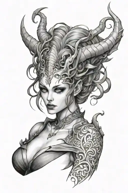 anime succubus realism tattoo design idea