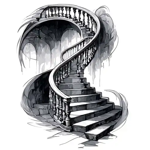 staircase circling around arm tattoo design idea
