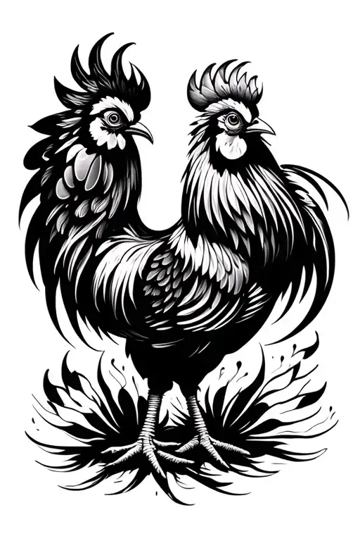fighting rooster tattoo design idea