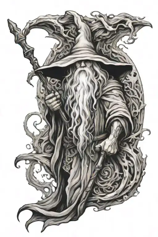 "Servant of the Secret Fire"  with Gandolf's staff tattoo design idea