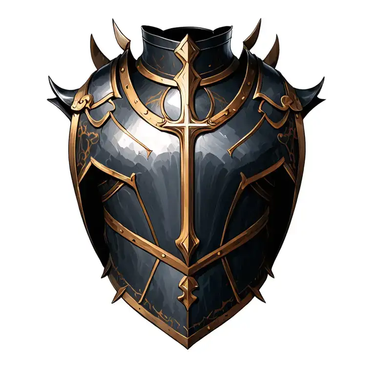left top shoulder knight armor with a cross on it  tattoo design idea