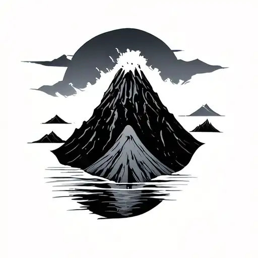 minimalist volcano tattoo design idea