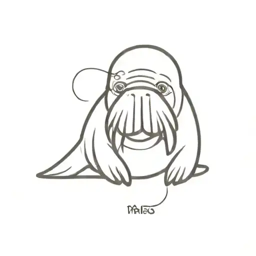 walrus cartoon tattoo design idea