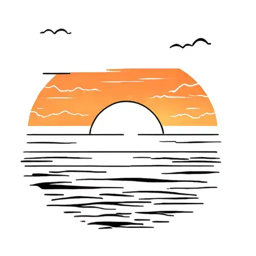 sunset beach tattoo design idea