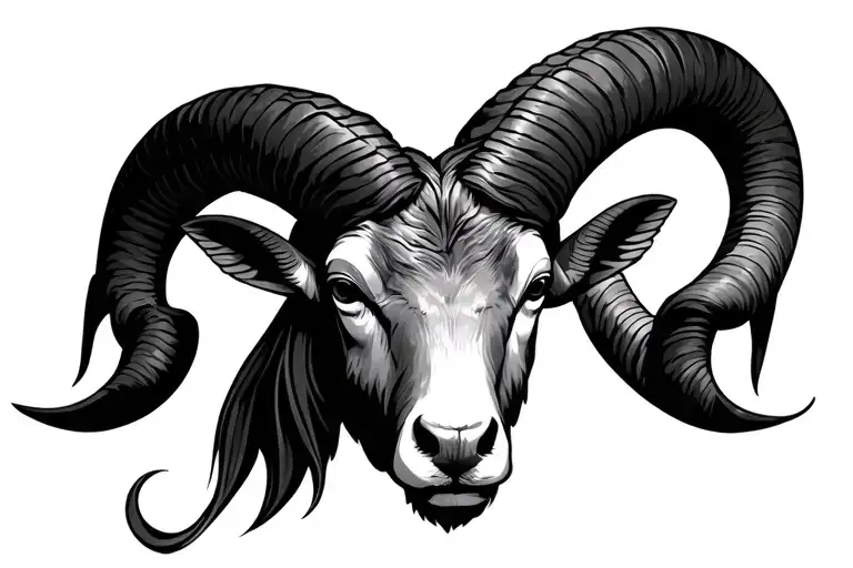 ram head with taurus protecting pisces tattoo design idea