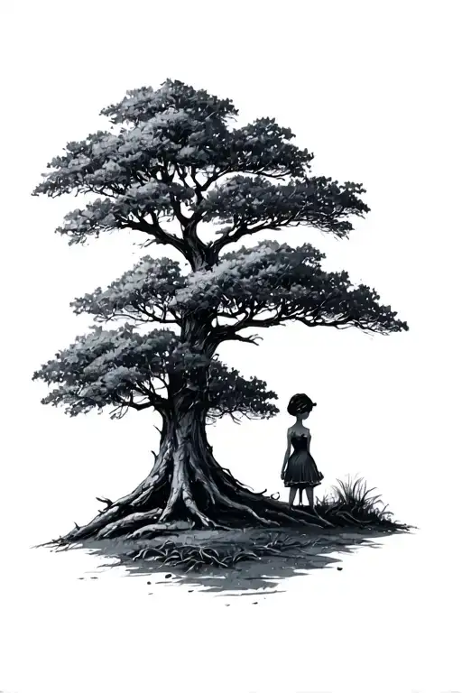 Two Small Trees – one tall tree beside a smaller one, showing her sheltering presence. tattoo design idea