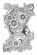 capricorn flowers moon and sun with flowers tattoo design idea