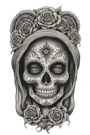 skull mexican catrina tattoo design idea
