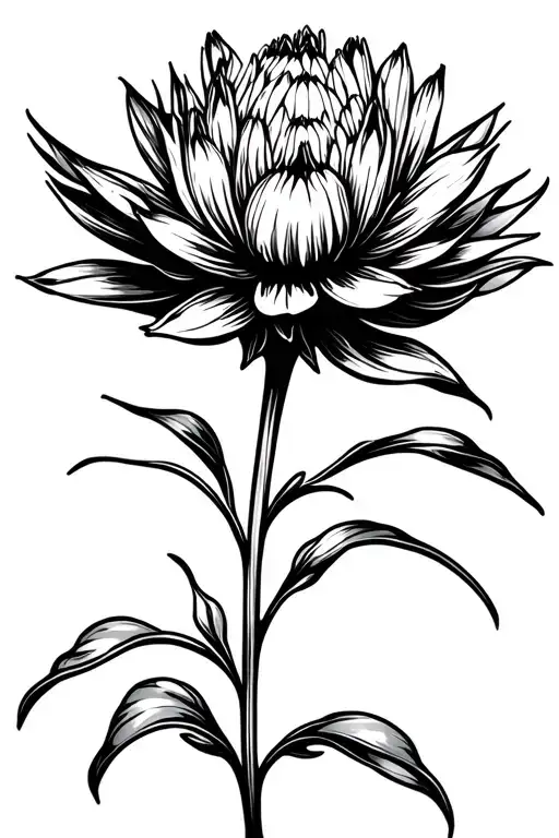 Protea flower with stem tattoo design idea