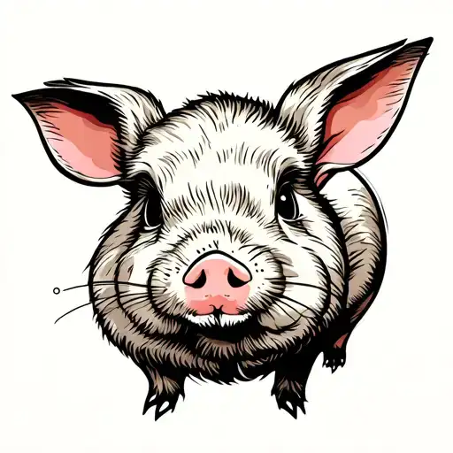 Rabbit pig tattoo design idea