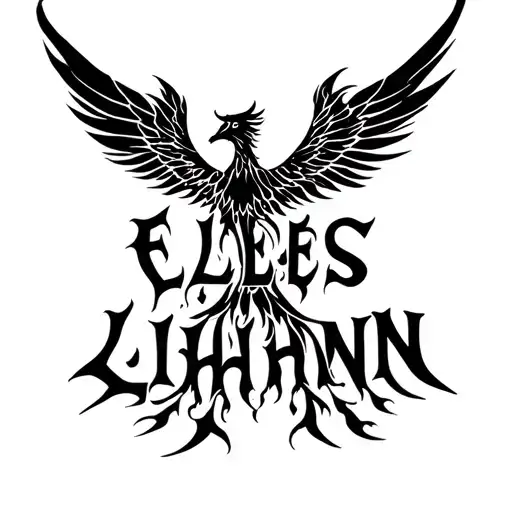 "Eleïs Lihann" Flaming phoenix rising tattoo design idea
