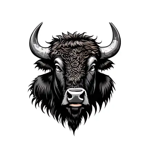 Bison head tattoo design idea