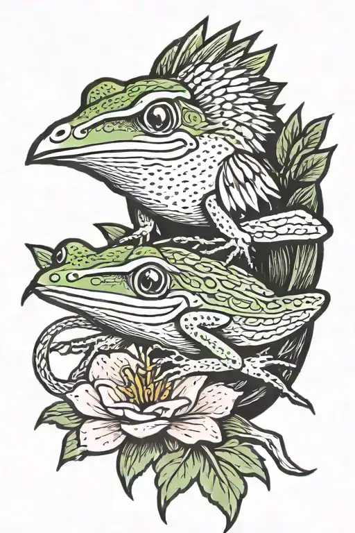 Shrike impaling frog tattoo design idea