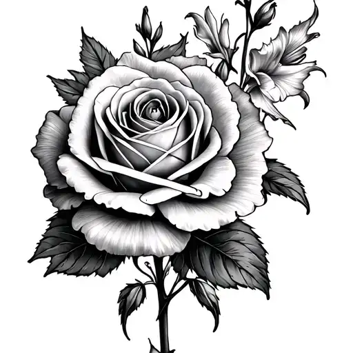 Carnation And Rose, violets and gladioli  tattoo design idea