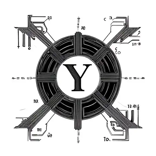 The Morse password symbols "-.-", "-.....", ".----", "...--" are evenly arranged into a perfect circle, with the capital letter "Y" in the center. Clean lines, no background, high contrast, technical blueprint style, symmetry, vector art. tattoo design idea