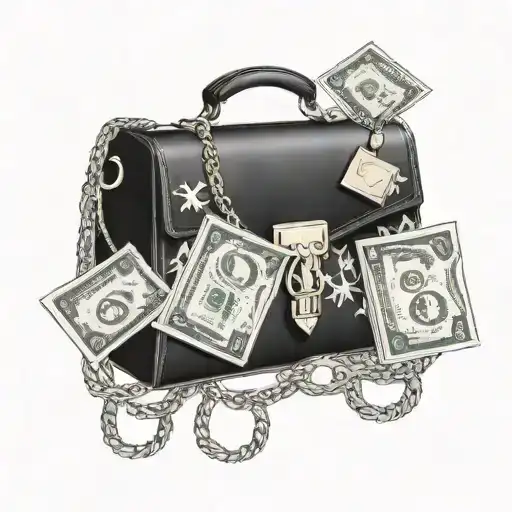 gucci and louis vuitton bag with money tattoo design idea