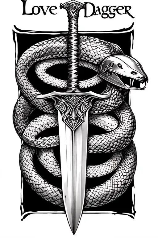 "Love is a Dagger" Loki's dagger surrounded by a snake. Loki's helmet as a handle.  tattoo design idea