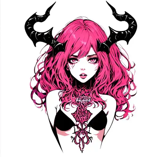 Satanic trans girl tattoo design idea
