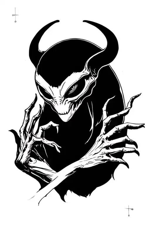 alien, ghost and demon tattoo design idea