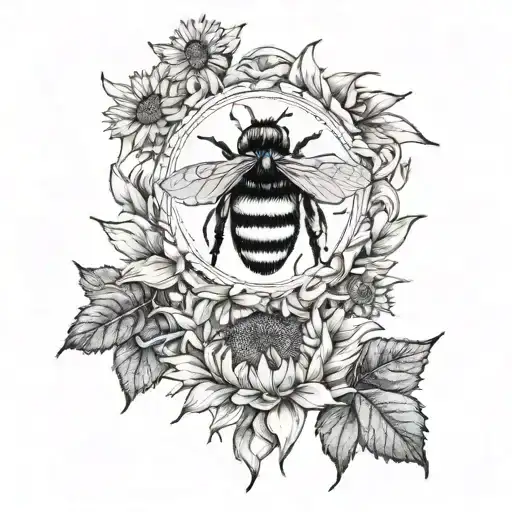see you again album cover,  sunflower, bee flying tattoo design idea