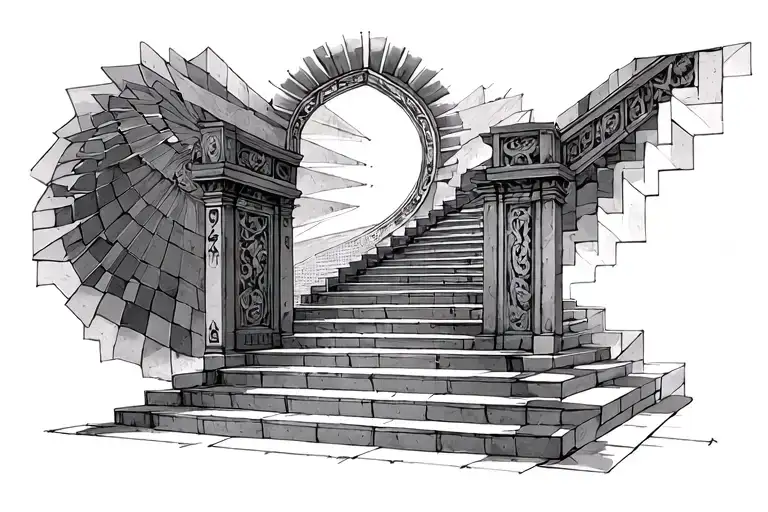 Heaven gates with stairs tattoo design idea