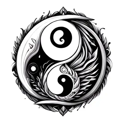 yin Yang symbol, Egyptian style tattoo lots of details tattoo design idea