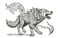 Wolf howling at the moon tattoo design idea