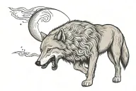 Wolf howling at the moon tattoo design idea