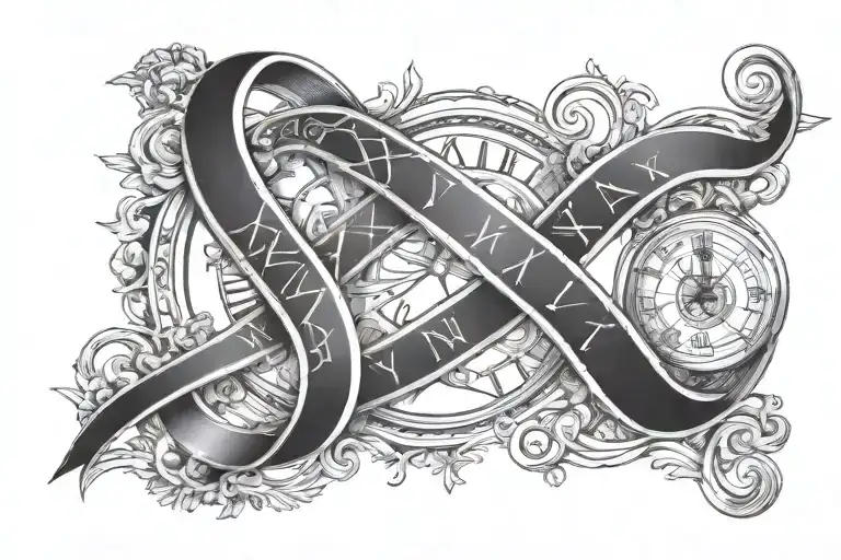 Roman numerals and infinity straight line tattoo design idea
