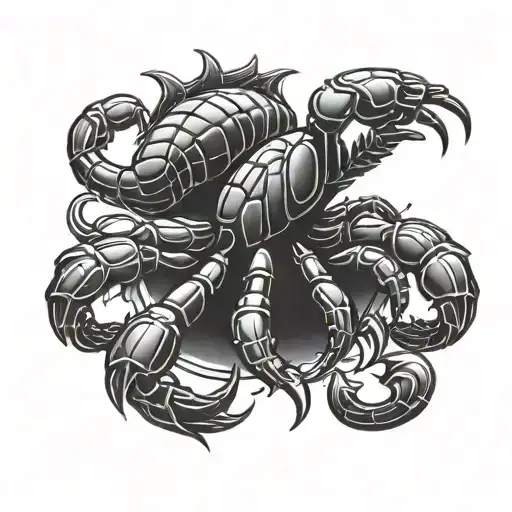 Scorpion with an F1 grenade in its claw tattoo design idea