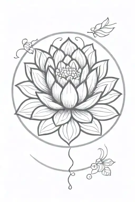 A lotus flower in a circle tattoo mini tattoo design idea