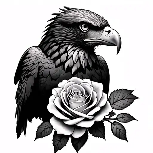 Eagle And Rose tattoo design idea