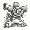 cuphead cartoon character playing tattoo design idea