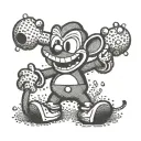 cuphead cartoon character playing tattoo design idea
