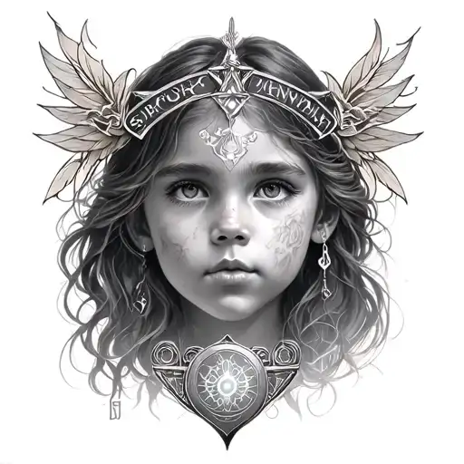 In memory of my daughter Kaylee and incorporating my daughters Cassandra and Ashley with protection symbols tattoo design idea