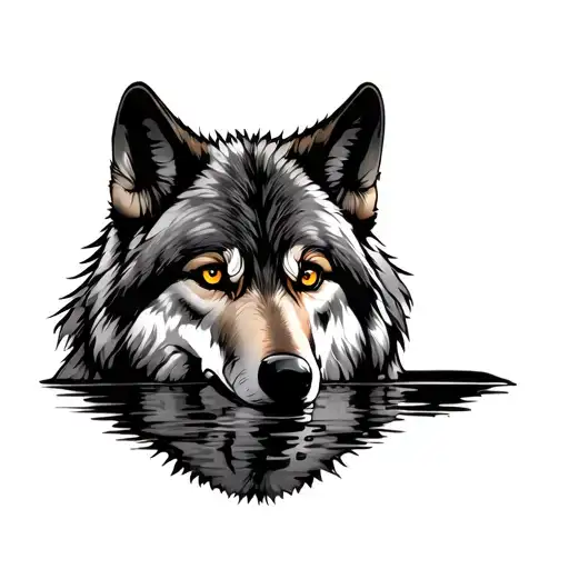 Wolf Reflection tattoo design idea