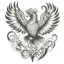 phoenix rising from the ashes with wings open tattoo design idea