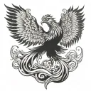 phoenix rising from the ashes with wings open tattoo design idea