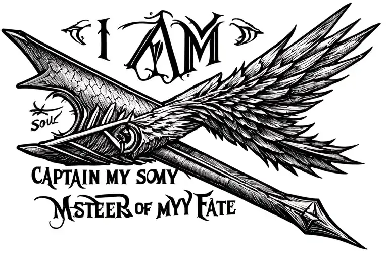 INVICTUS ARROW I AM CAPTAIN OF MY SOUL MASTER OF MY FATE tattoo design idea