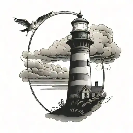 lighthouse in memory of dad tattoo design idea