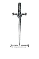 "New chains same shackles " dagger with text "memento mori" tattoo design idea