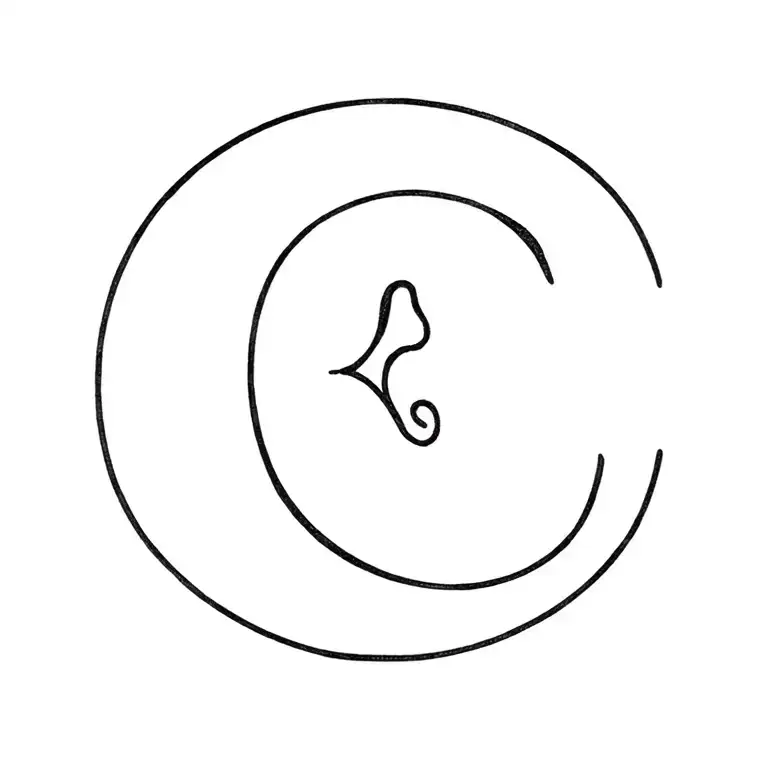 hook inside a letter C E tattoo design idea