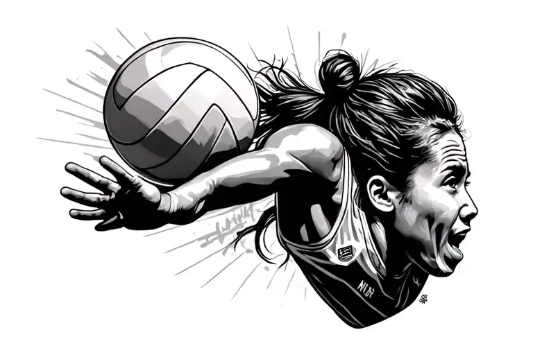 Volleyball player tattoo design idea