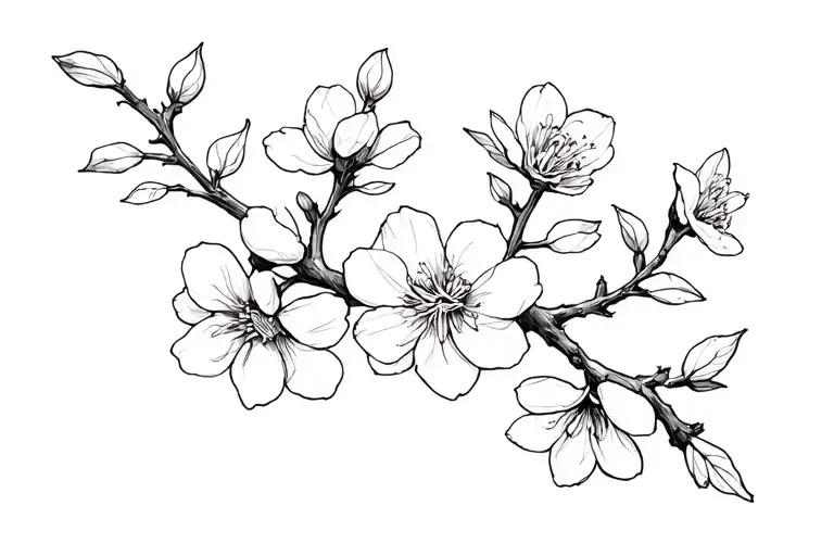almond blossom branches tattoo design idea