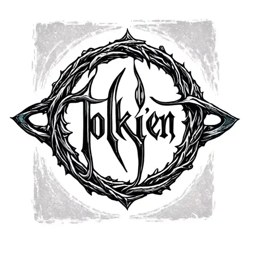 Tolkien logo encircled by the One Ring inscription tattoo design idea